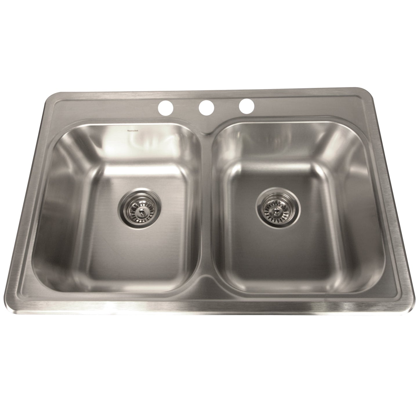 Nantucket Sinks Madaket Collection 33" Rectangle Topmount Brushed Satin 304 Stainless Steel Double Bowl Drop-In 18-Gauge Kitchen Sink
