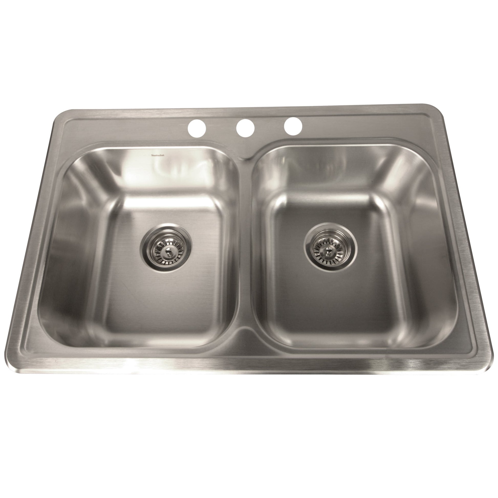 Nantucket Sinks Madaket Collection 33" Rectangle Topmount Brushed Satin 304 Stainless Steel Double Bowl Drop-In 18-Gauge Kitchen Sink