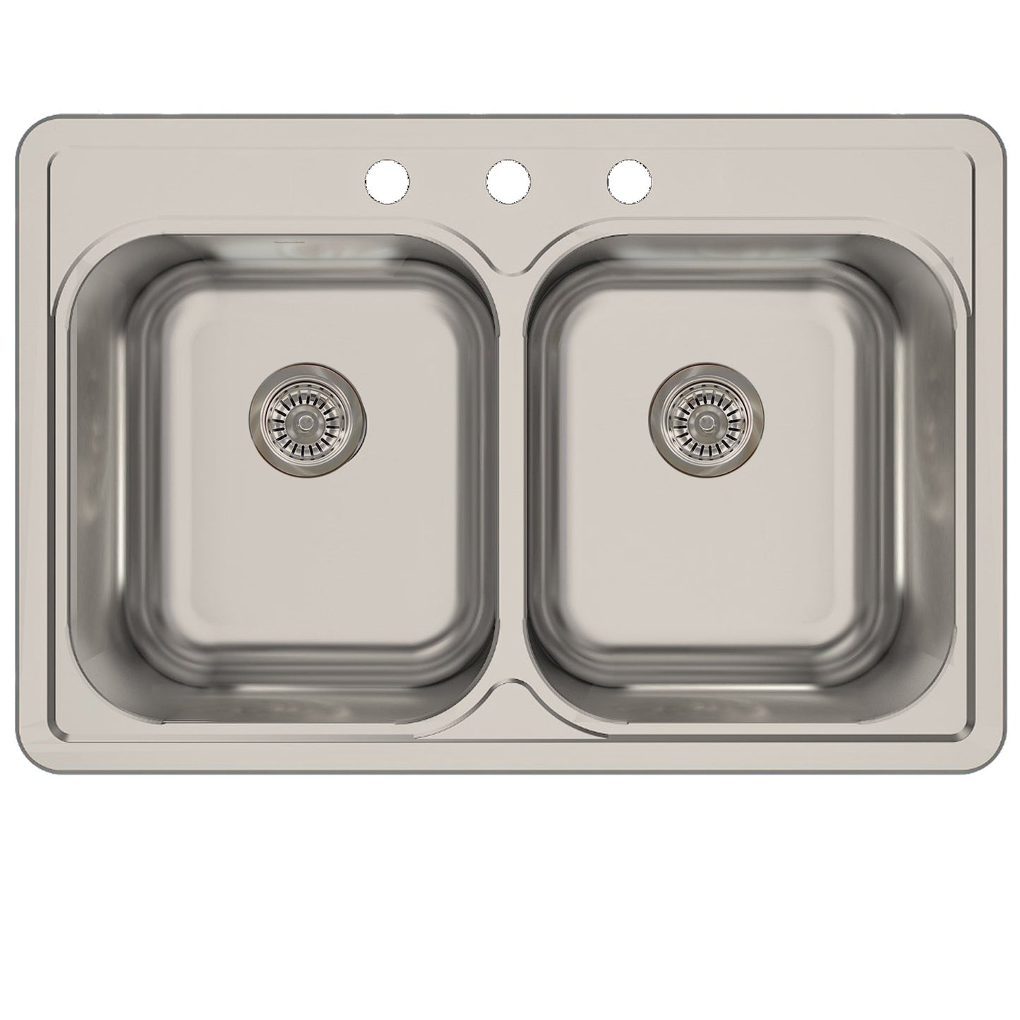 Nantucket Sinks Madaket Collection 33" Rectangle Topmount Brushed Satin 304 Stainless Steel Double Bowl Drop-In 18-Gauge Kitchen Sink