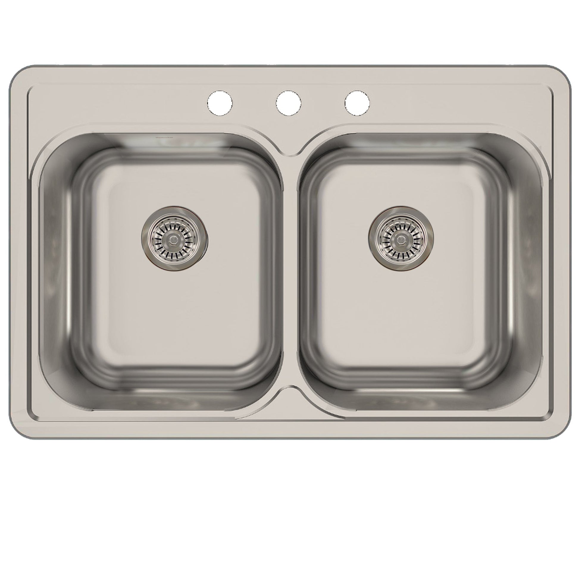 Nantucket Sinks Madaket Collection 33" Rectangle Topmount Brushed Satin 304 Stainless Steel Double Bowl Drop-In 18-Gauge Kitchen Sink