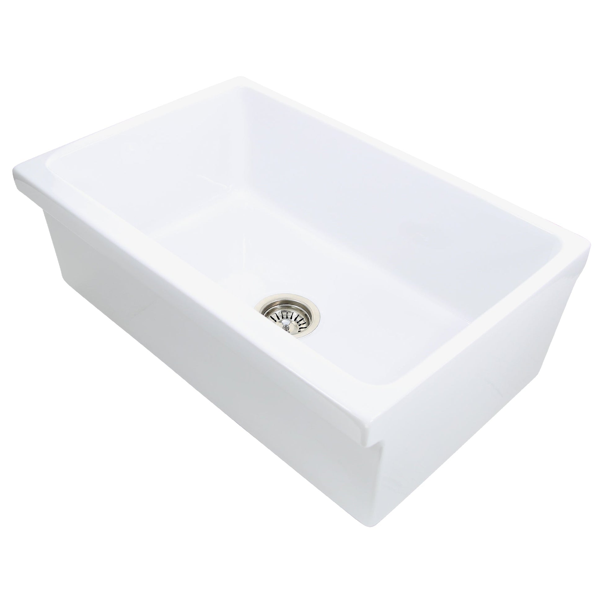 Nantucket Sinks None 30" Rectangle Reversible Porcelain Enamel Glaze White Fireclay Single Bowl Wequassett Farmhouse Apron Kitchen Sink