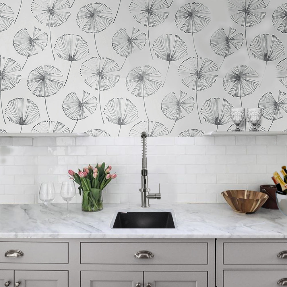 Nantucket Sinks Plymouth Collection 16" Rectangle Undermount Matte Black Granite Composite Single Bowl Bar/Prep Sink