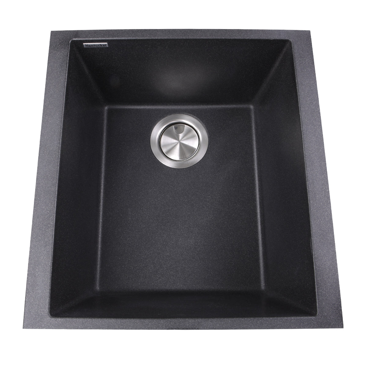 Nantucket Sinks Plymouth Collection 16" Rectangle Undermount Matte Black Granite Composite Single Bowl Bar/Prep Sink