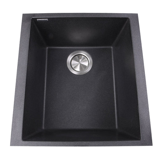 Nantucket Sinks Plymouth Collection 16" Rectangle Undermount Matte Black Granite Composite Single Bowl Bar/Prep Sink