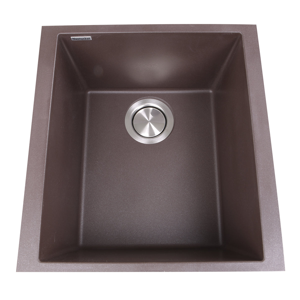 Nantucket Sinks Plymouth Collection 16" Rectangle Undermount Matte Brown Granite Composite Single Bowl Bar/Prep Sink