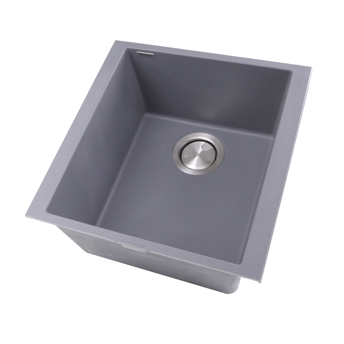 Nantucket Sinks Plymouth Collection 16" Rectangle Undermount Matte Titanium Granite Composite Single Bowl Bar/Prep Sink