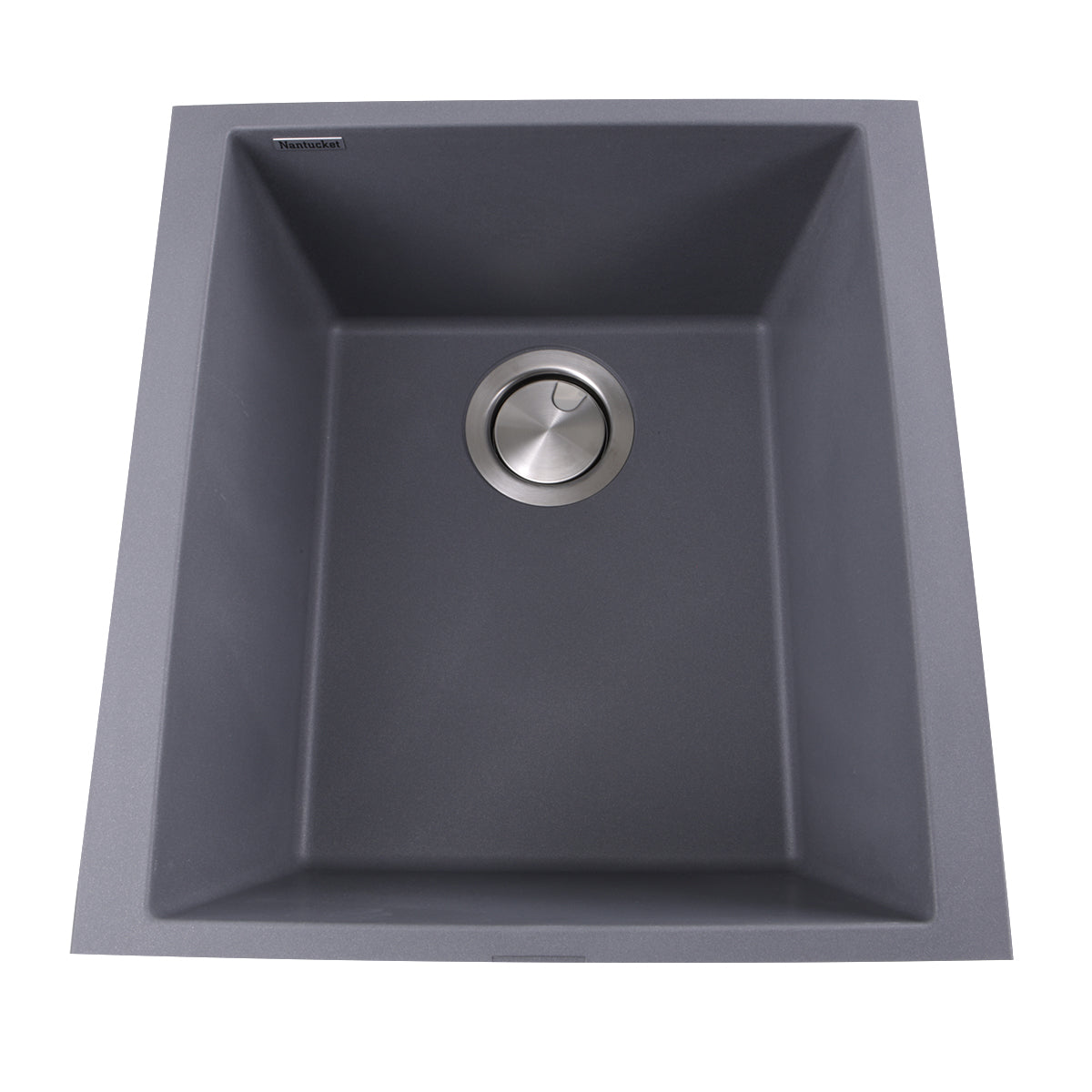 Nantucket Sinks Plymouth Collection 16" Rectangle Undermount Matte Titanium Granite Composite Single Bowl Bar/Prep Sink