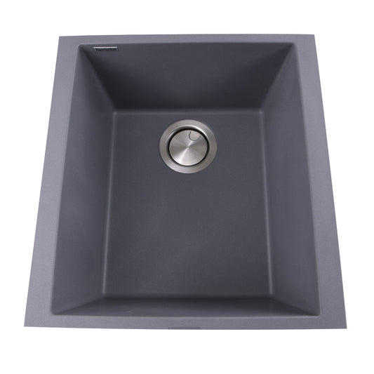 Nantucket Sinks Plymouth Collection 16" Rectangle Undermount Matte Titanium Granite Composite Single Bowl Bar/Prep Sink