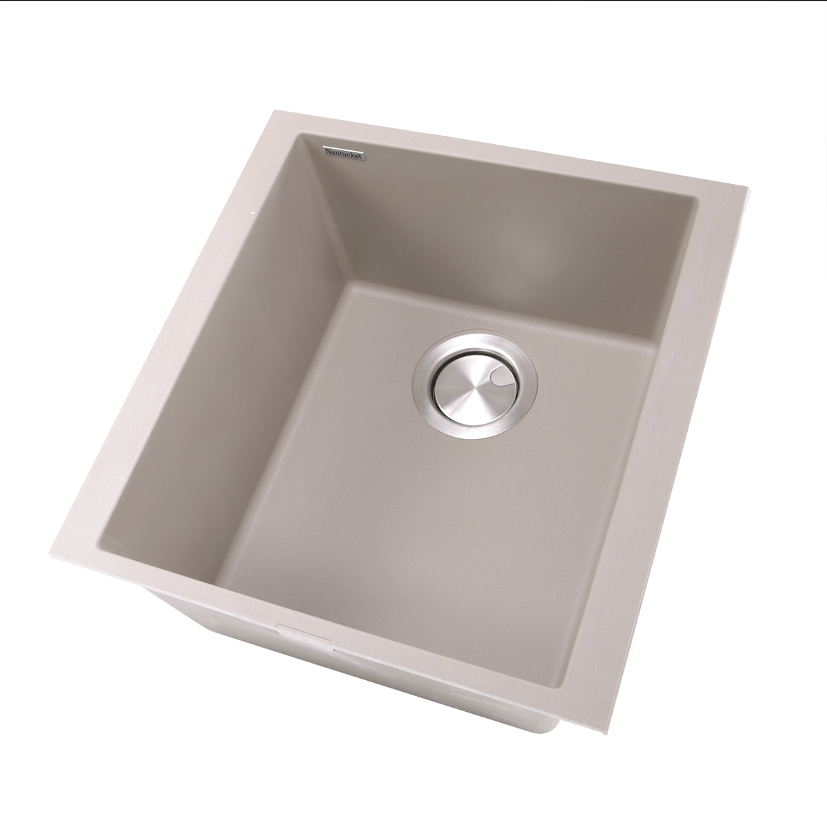 Nantucket Sinks Plymouth Collection 16" Rectangle Undermount Matte Truffle Granite Composite Single Bowl Bar/Prep Sink