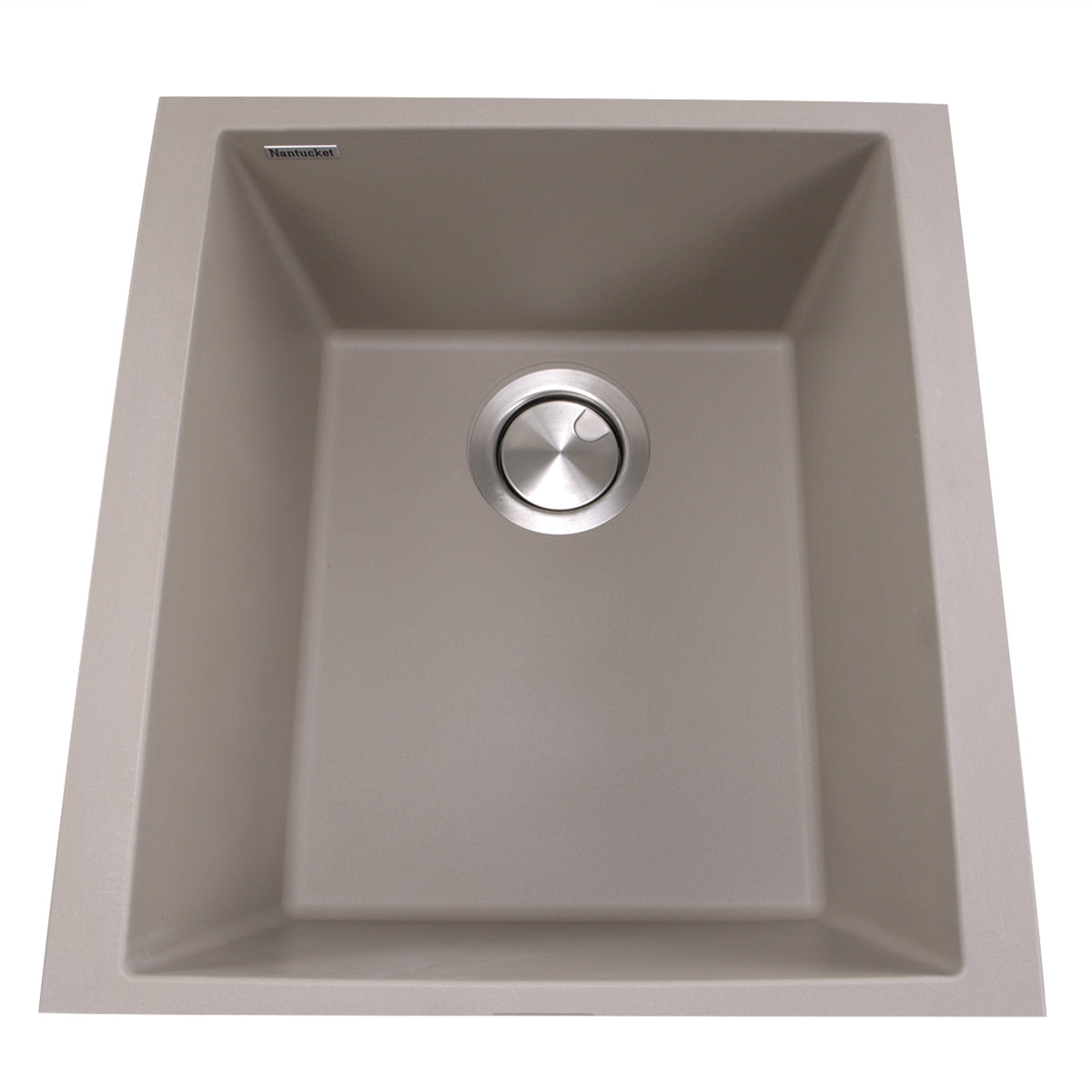 Nantucket Sinks Plymouth Collection 16" Rectangle Undermount Matte Truffle Granite Composite Single Bowl Bar/Prep Sink