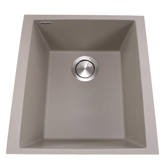Nantucket Sinks Plymouth Collection 16" Rectangle Undermount Matte Truffle Granite Composite Single Bowl Bar/Prep Sink