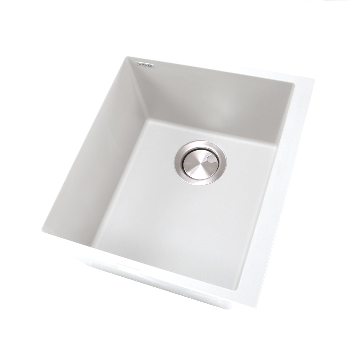 Nantucket Sinks Plymouth Collection 16" Rectangle Undermount Matte White Granite Composite Single Bowl Bar/Prep Sink