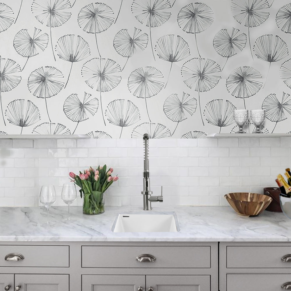 Nantucket Sinks Plymouth Collection 16" Rectangle Undermount Matte White Granite Composite Single Bowl Bar/Prep Sink