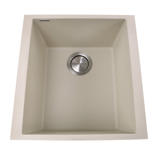 Nantucket Sinks Plymouth Collection 16" Rectangle Undermount Sand With Metallic Flecks Granite Composite Single Bowl Bar/Prep Sink