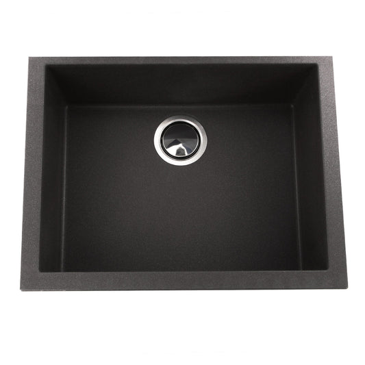 Nantucket Sinks Plymouth Collection 24" Rectangle Undermount Matte Black Granite Composite Single Bowl Kitchen Sink