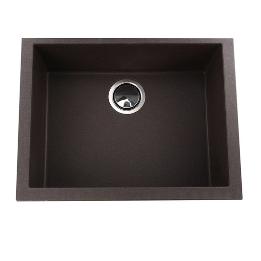 Nantucket Sinks Plymouth Collection 24" Rectangle Undermount Matte Brown Granite Composite Single Bowl Kitchen Sink
