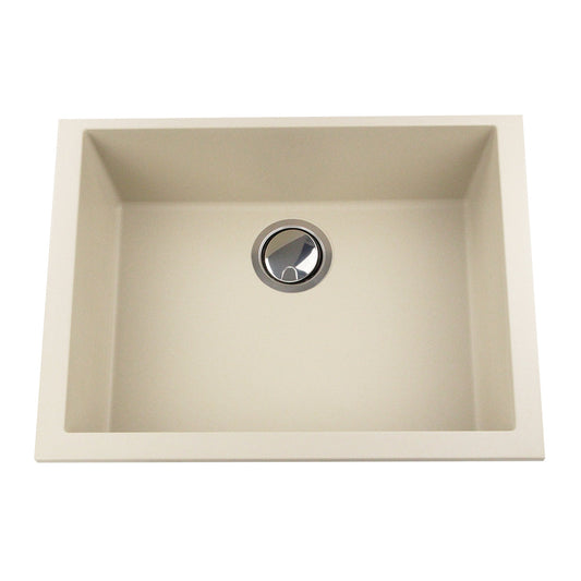 Nantucket Sinks Plymouth Collection 24" Rectangle Undermount Matte Sand Granite Composite Single Bowl Kitchen Sink