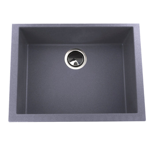 Nantucket Sinks Plymouth Collection 24" Rectangle Undermount Matte Titanium Granite Composite Single Bowl Kitchen Sink