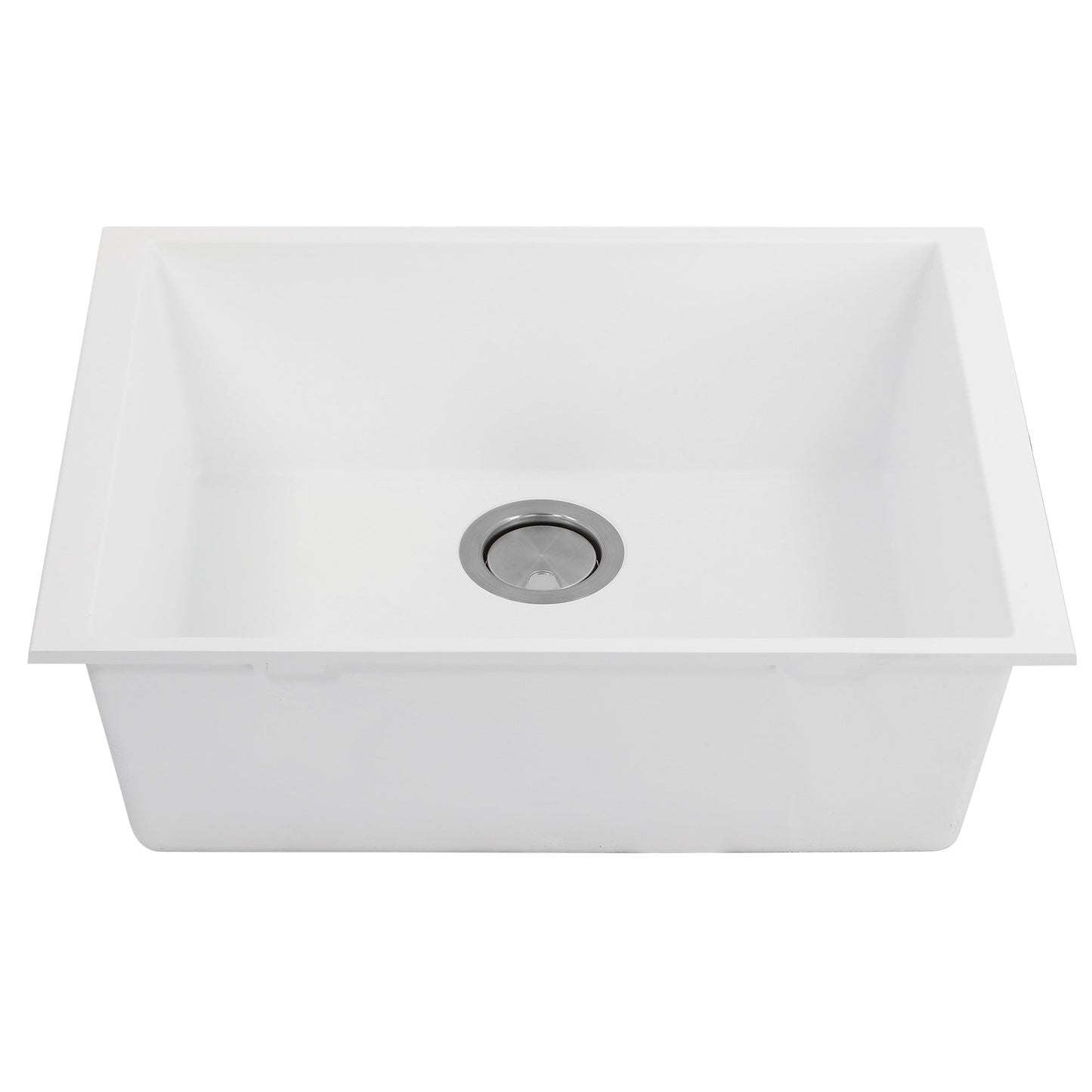 Nantucket Sinks Plymouth Collection 24" Rectangle Undermount Matte White Granite Composite Single Bowl Kitchen Sink