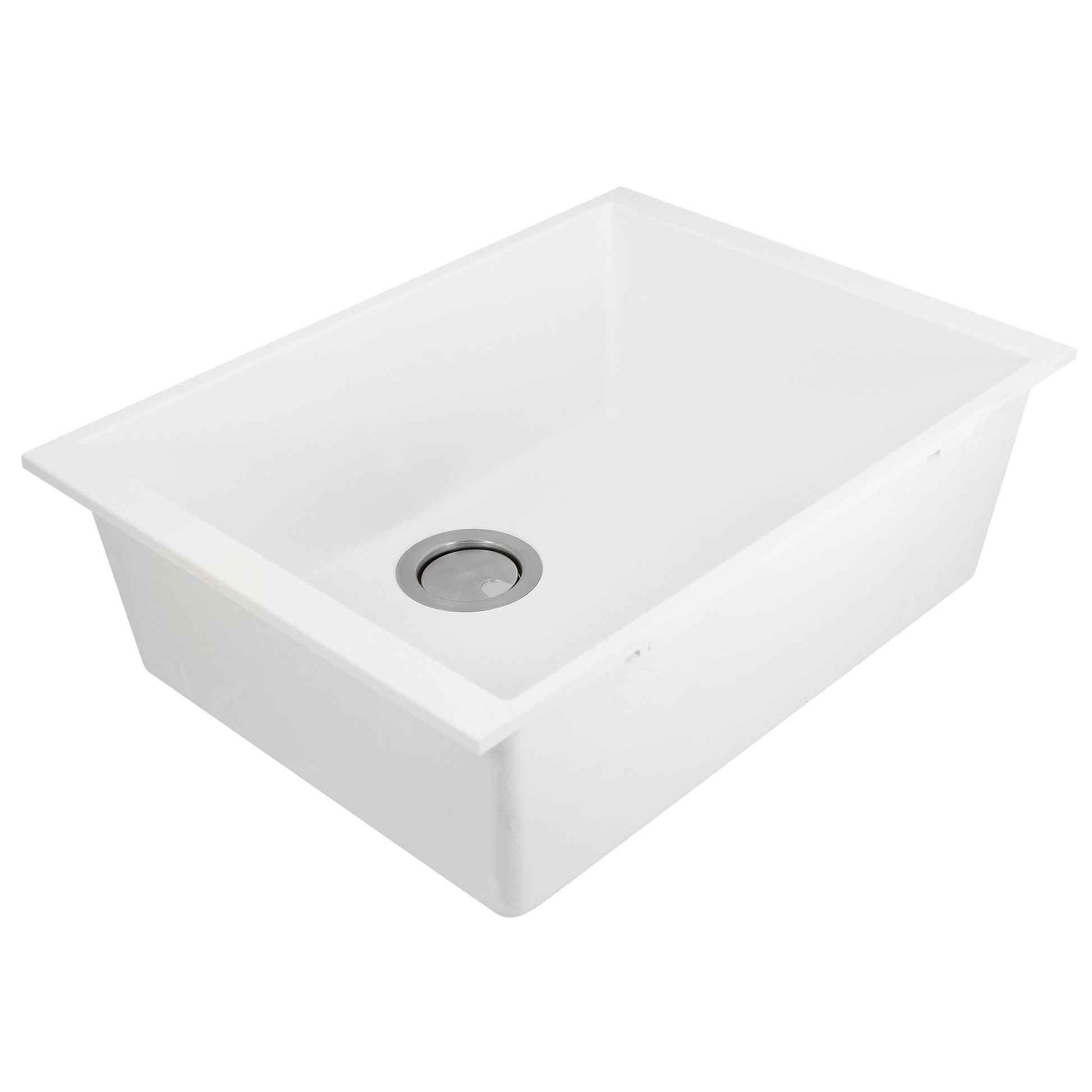Nantucket Sinks Plymouth Collection 24" Rectangle Undermount Matte White Granite Composite Single Bowl Kitchen Sink