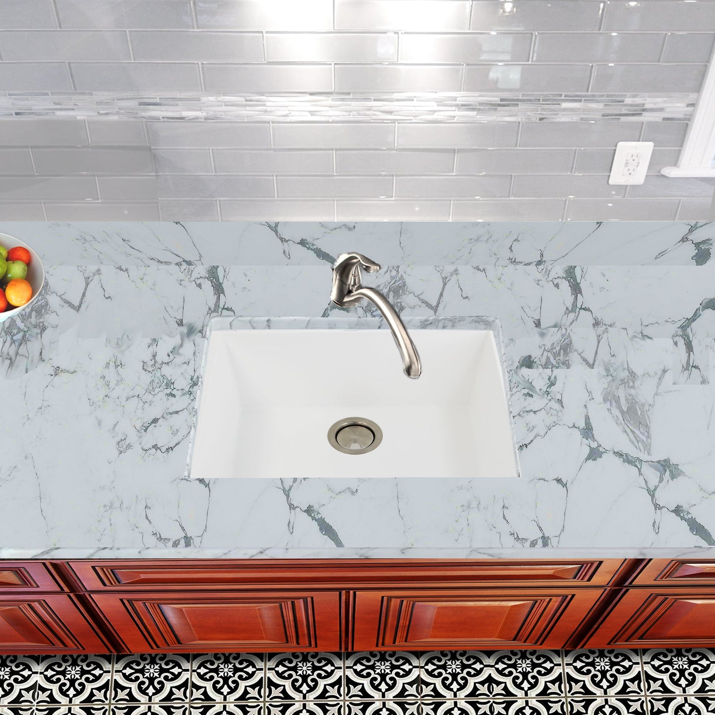 Nantucket Sinks Plymouth Collection 24" Rectangle Undermount Matte White Granite Composite Single Bowl Kitchen Sink