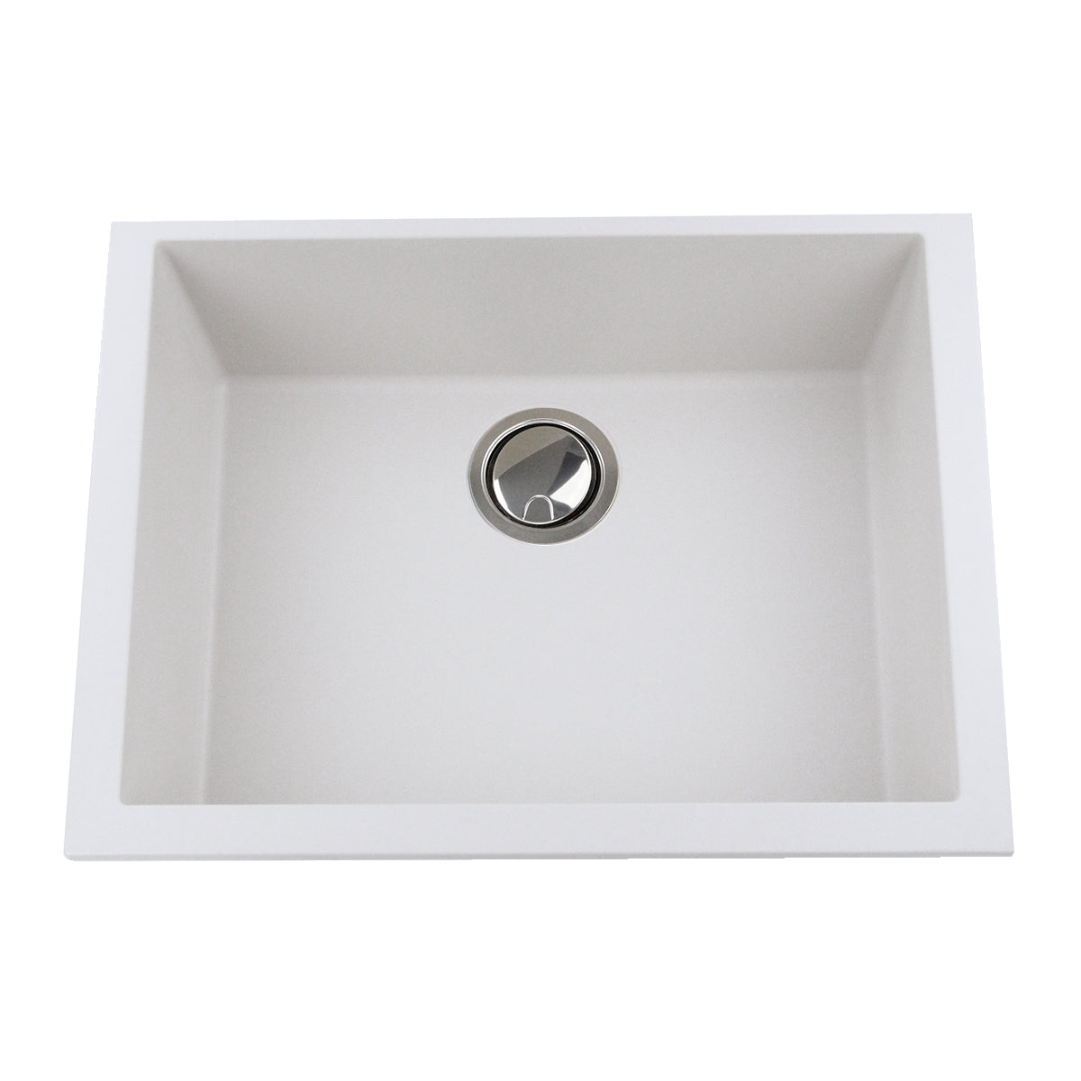 Nantucket Sinks Plymouth Collection 24" Rectangle Undermount Matte White Granite Composite Single Bowl Kitchen Sink