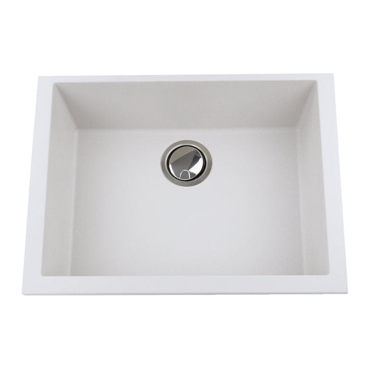 Nantucket Sinks Plymouth Collection 24" Rectangle Undermount Matte White Granite Composite Single Bowl Kitchen Sink