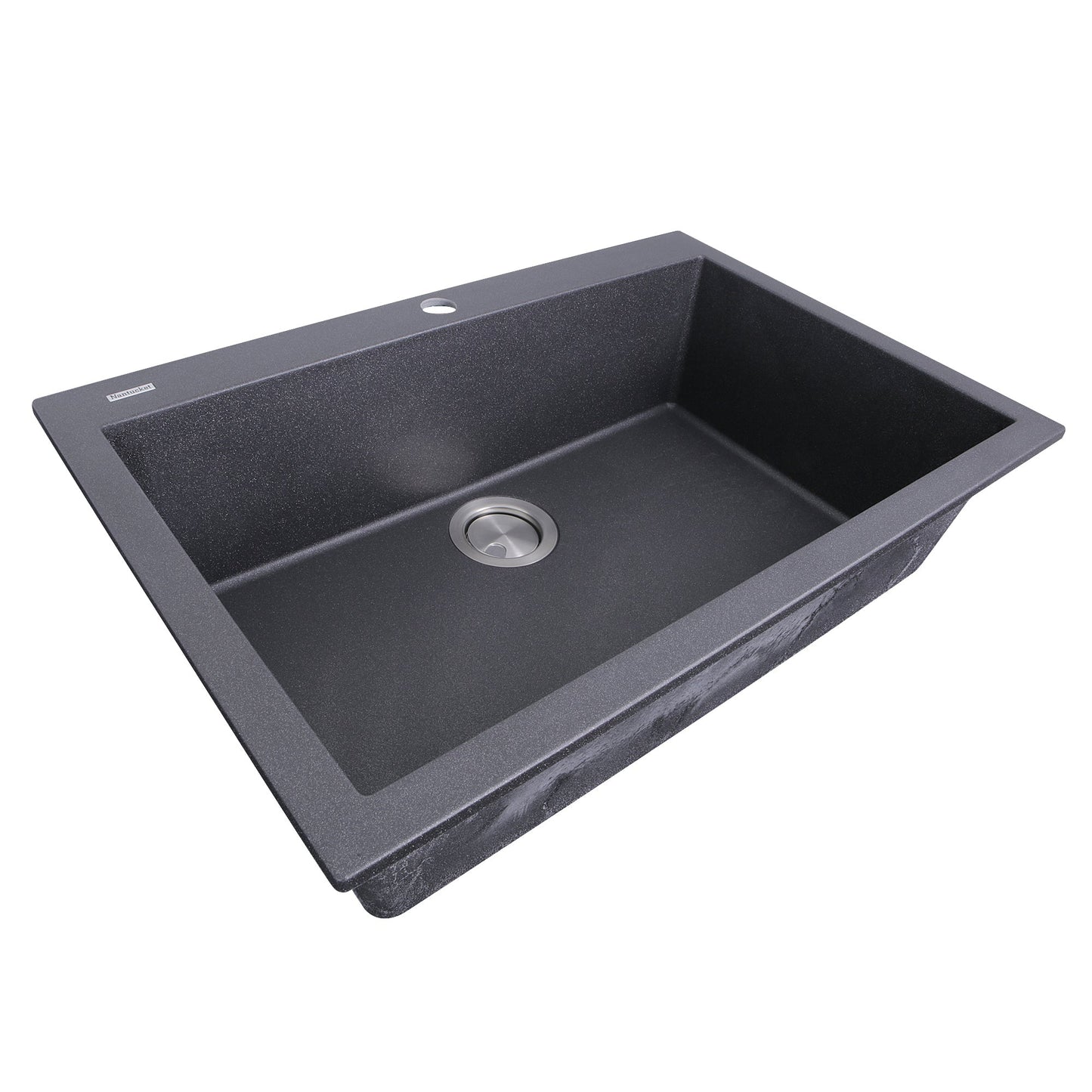 Nantucket Sinks Plymouth Collection 30" Rectangle Dual-mount Matte Black Granite Composite Single Bowl Kitchen Sink