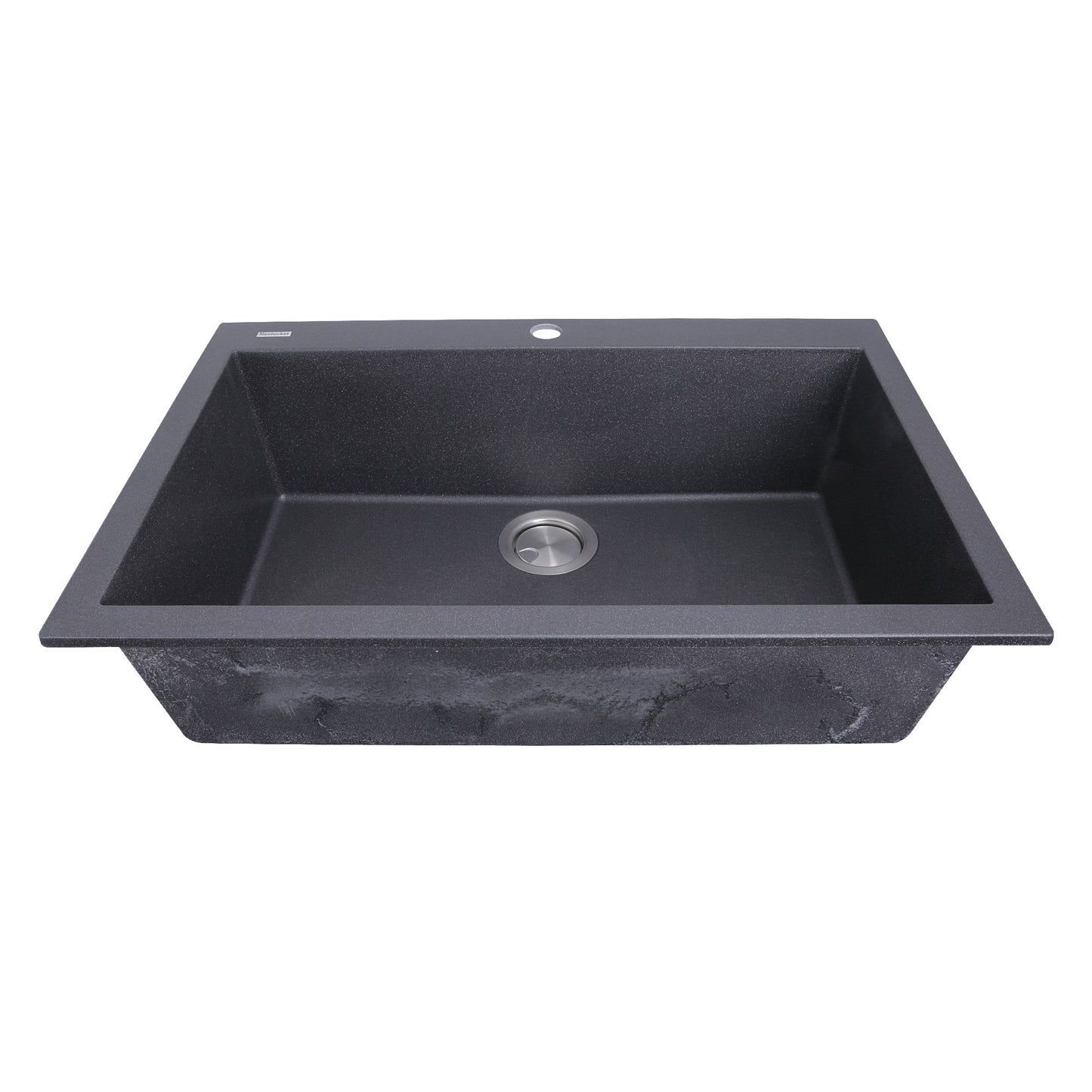 Nantucket Sinks Plymouth Collection 30" Rectangle Dual-mount Matte Black Granite Composite Single Bowl Kitchen Sink