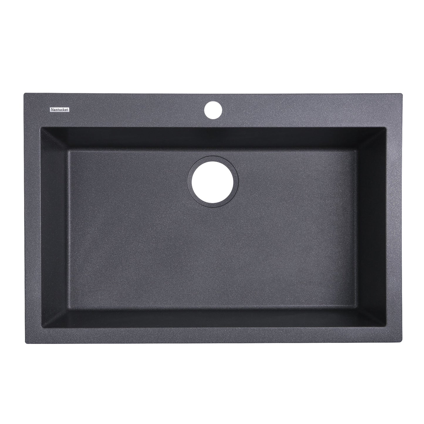 Nantucket Sinks Plymouth Collection 30" Rectangle Dual-mount Matte Black Granite Composite Single Bowl Kitchen Sink