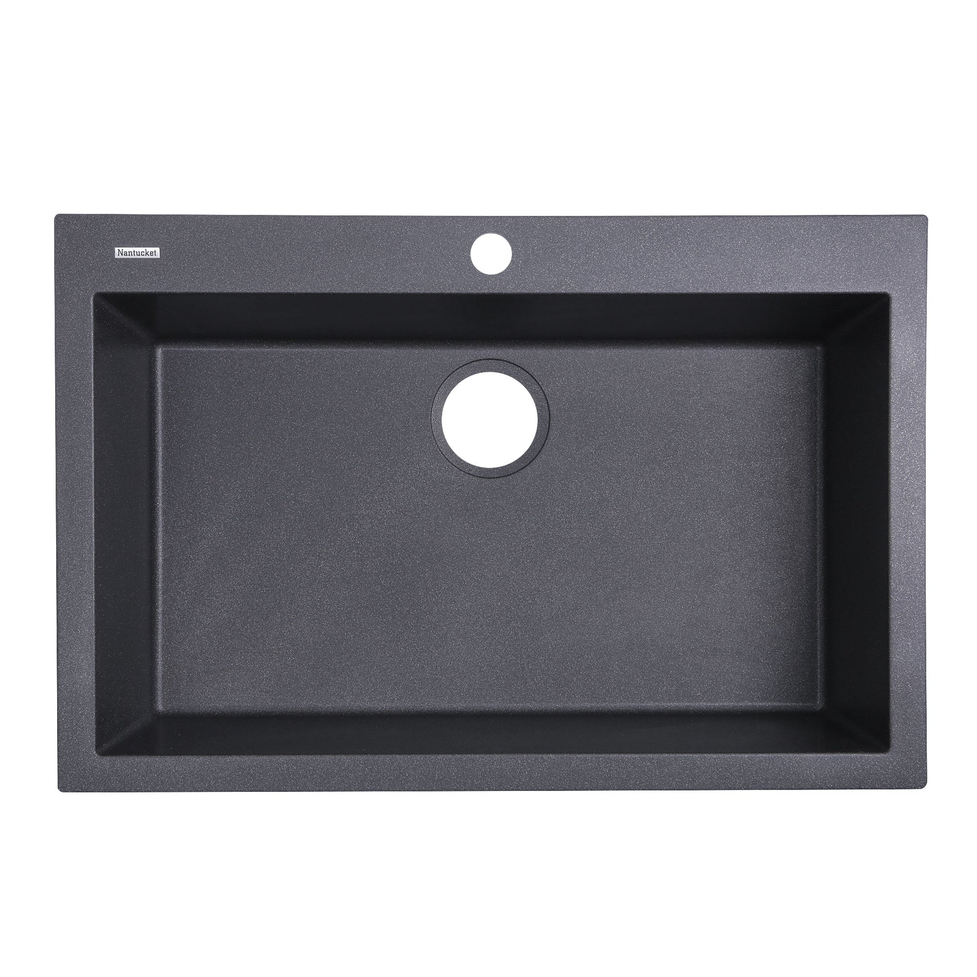 Nantucket Sinks Plymouth Collection 30" Rectangle Dual-mount Matte Black Granite Composite Single Bowl Kitchen Sink
