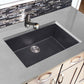 Nantucket Sinks Plymouth Collection 30" Rectangle Dual-mount Matte Black Granite Composite Single Bowl Kitchen Sink