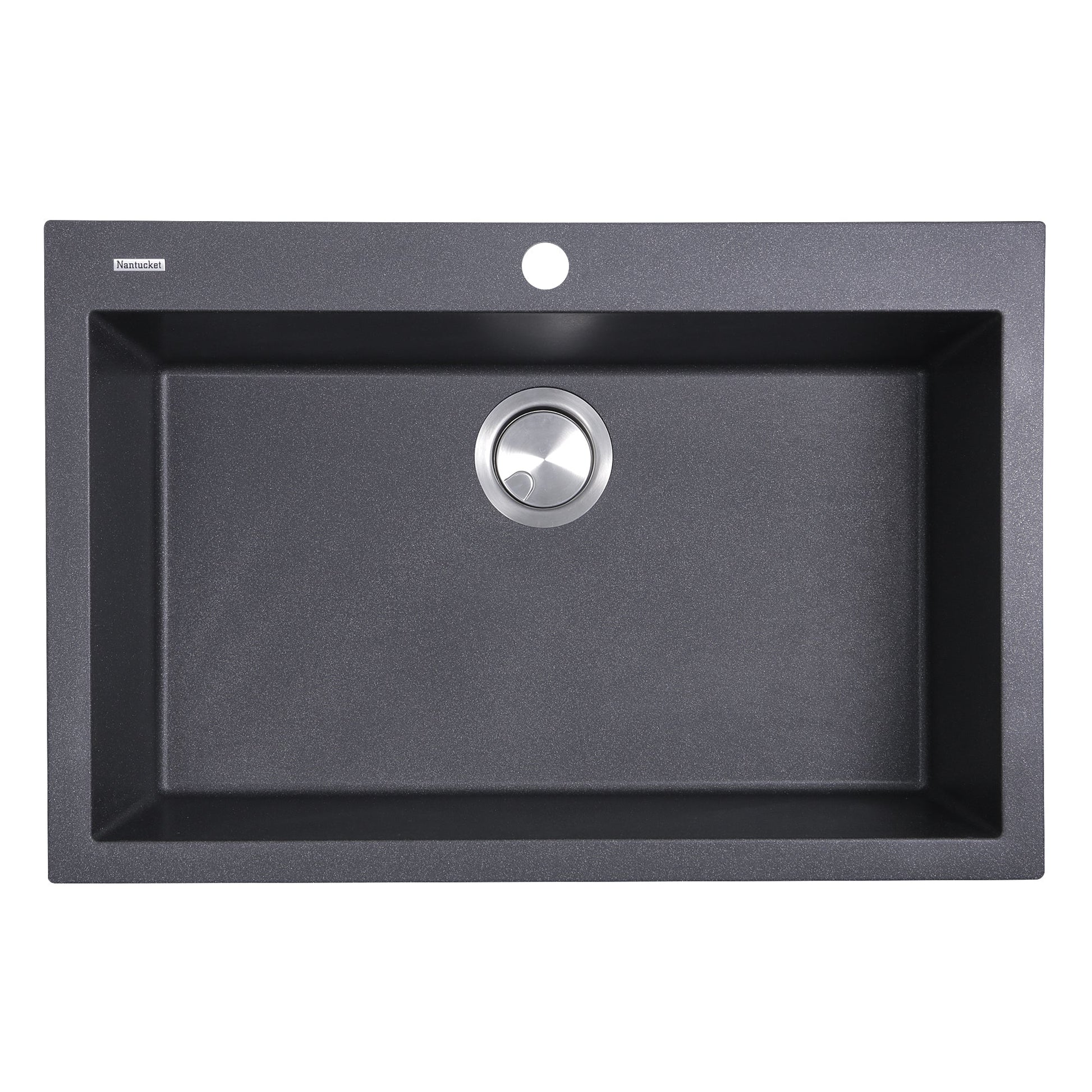 Nantucket Sinks Plymouth Collection 30" Rectangle Dual-mount Matte Black Granite Composite Single Bowl Kitchen Sink