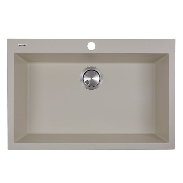 Nantucket Sinks Plymouth Collection 30" Rectangle Dual-mount Matte Sand Granite Composite Single Bowl Kitchen Sink
