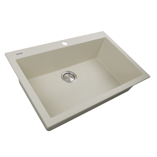 Nantucket Sinks Plymouth Collection 30" Rectangle Dual-mount Matte Sand Granite Composite Single Bowl Kitchen Sink