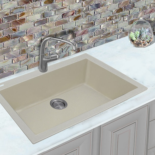 Nantucket Sinks Plymouth Collection 30" Rectangle Dual-mount Matte Sand Granite Composite Single Bowl Kitchen Sink
