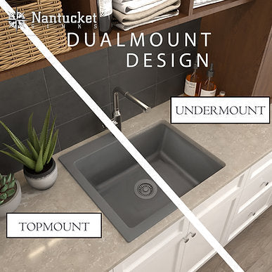Nantucket Sinks Plymouth Collection 30" Rectangle Dual-mount Matte Sand Granite Composite Single Bowl Kitchen Sink