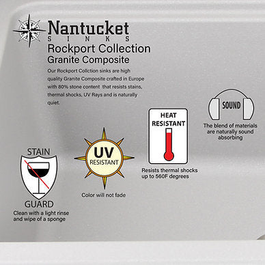 Nantucket Sinks Plymouth Collection 30" Rectangle Dual-mount Matte Sand Granite Composite Single Bowl Kitchen Sink