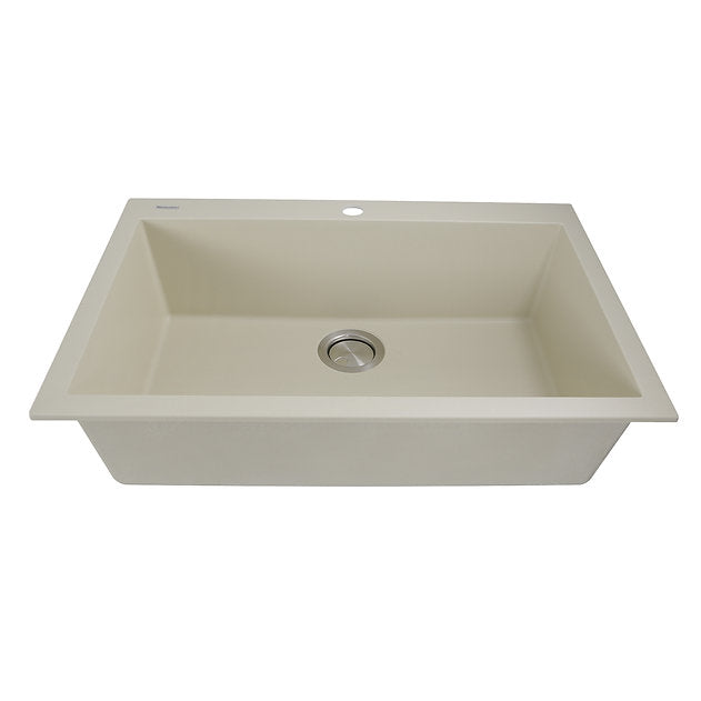 Nantucket Sinks Plymouth Collection 30" Rectangle Dual-mount Matte Sand Granite Composite Single Bowl Kitchen Sink