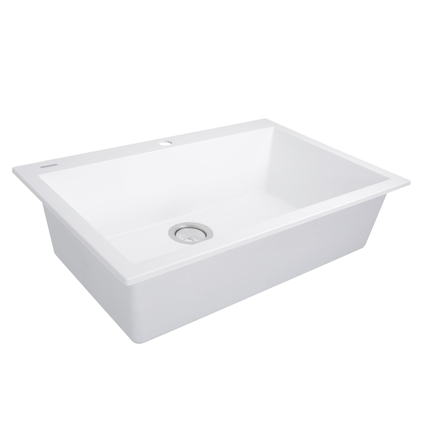 Nantucket Sinks Plymouth Collection 30" Rectangle Dual-mount Matte White Granite Composite Single Bowl Kitchen Sink