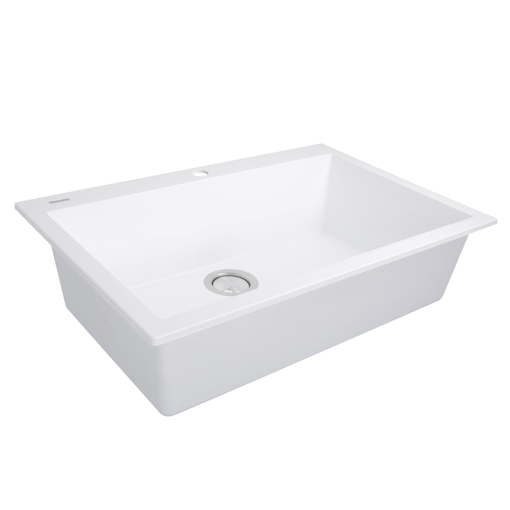 Nantucket Sinks Plymouth Collection 30" Rectangle Dual-mount Matte White Granite Composite Single Bowl Kitchen Sink