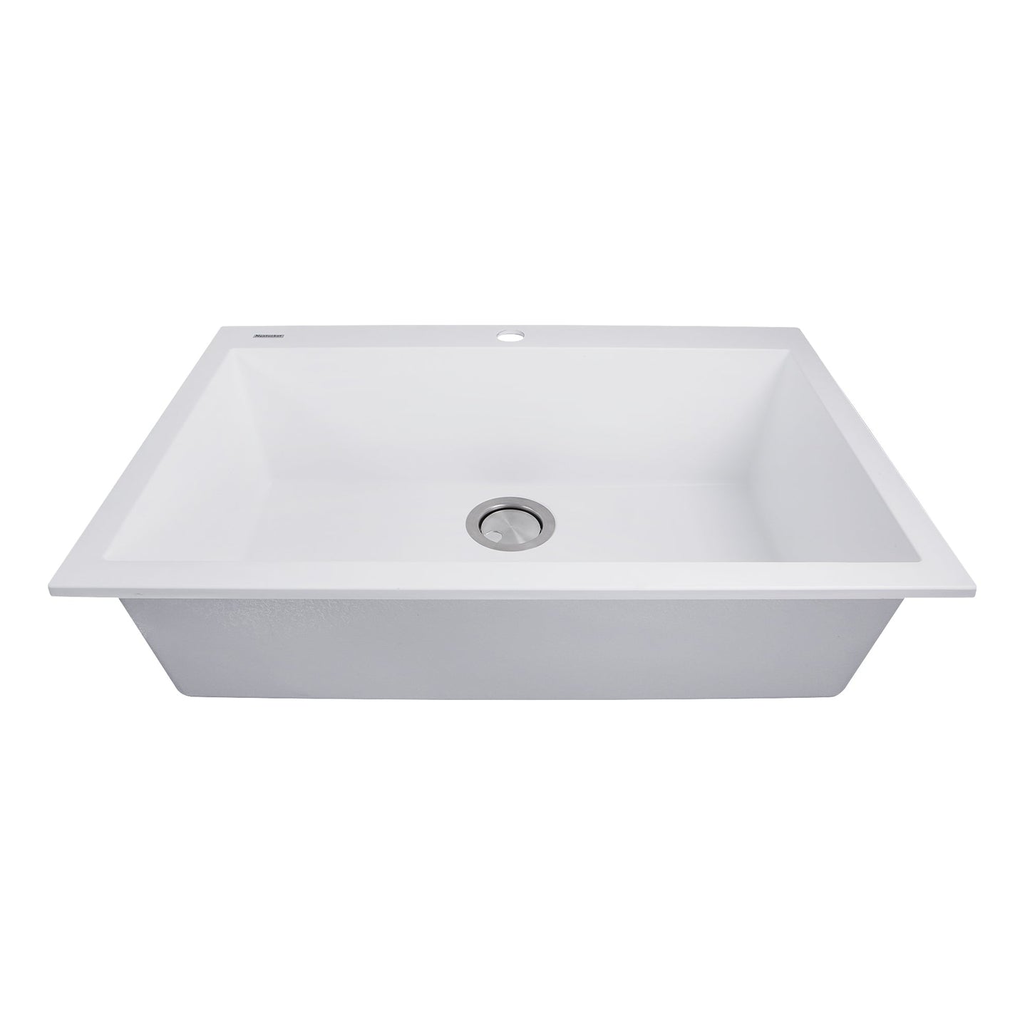 Nantucket Sinks Plymouth Collection 30" Rectangle Dual-mount Matte White Granite Composite Single Bowl Kitchen Sink