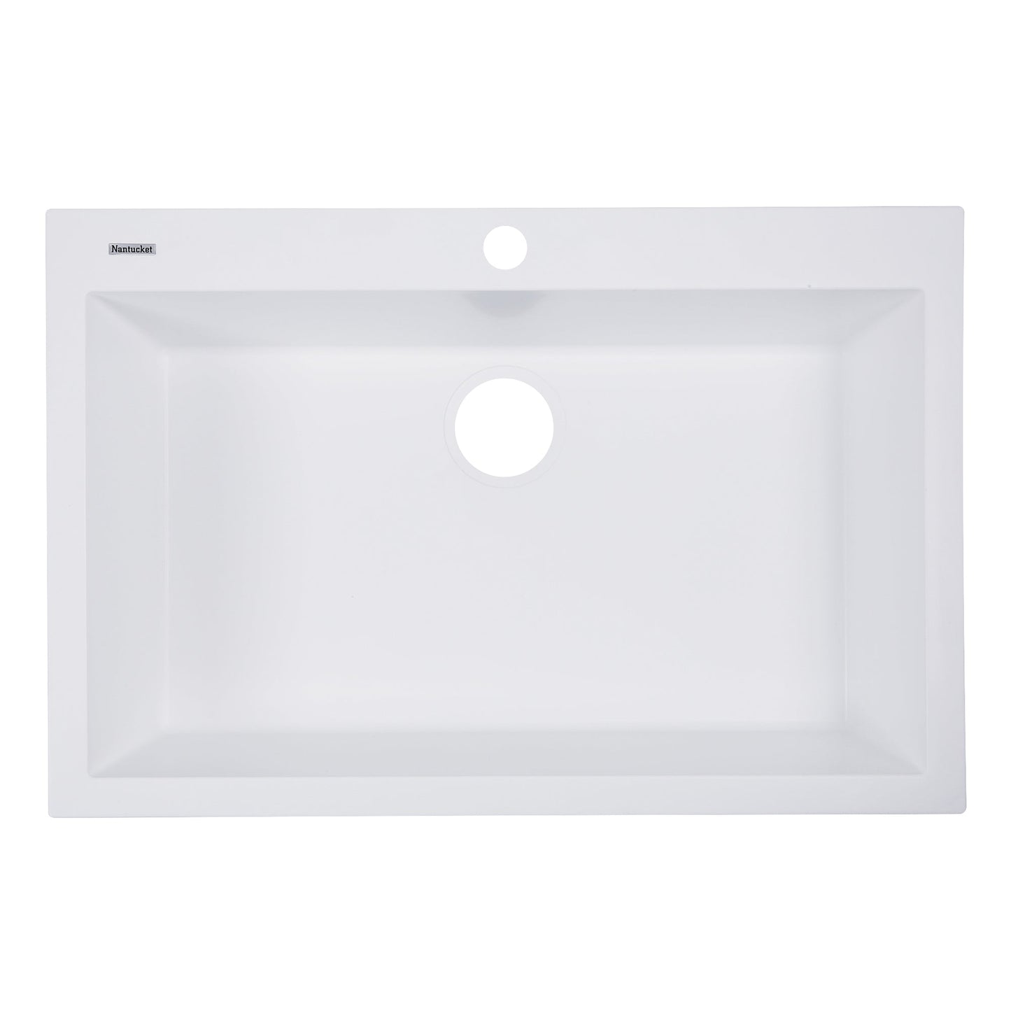 Nantucket Sinks Plymouth Collection 30" Rectangle Dual-mount Matte White Granite Composite Single Bowl Kitchen Sink