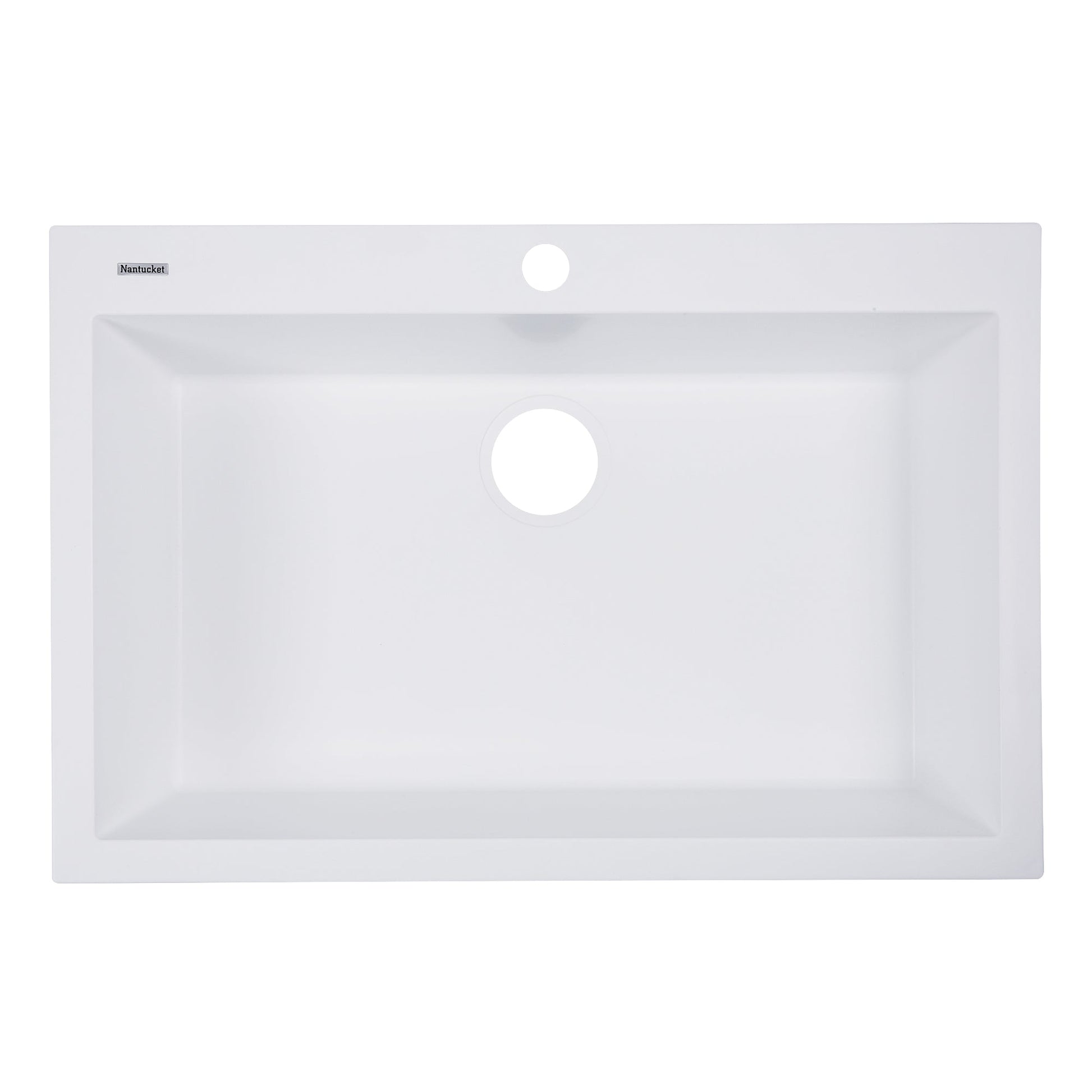Nantucket Sinks Plymouth Collection 30" Rectangle Dual-mount Matte White Granite Composite Single Bowl Kitchen Sink