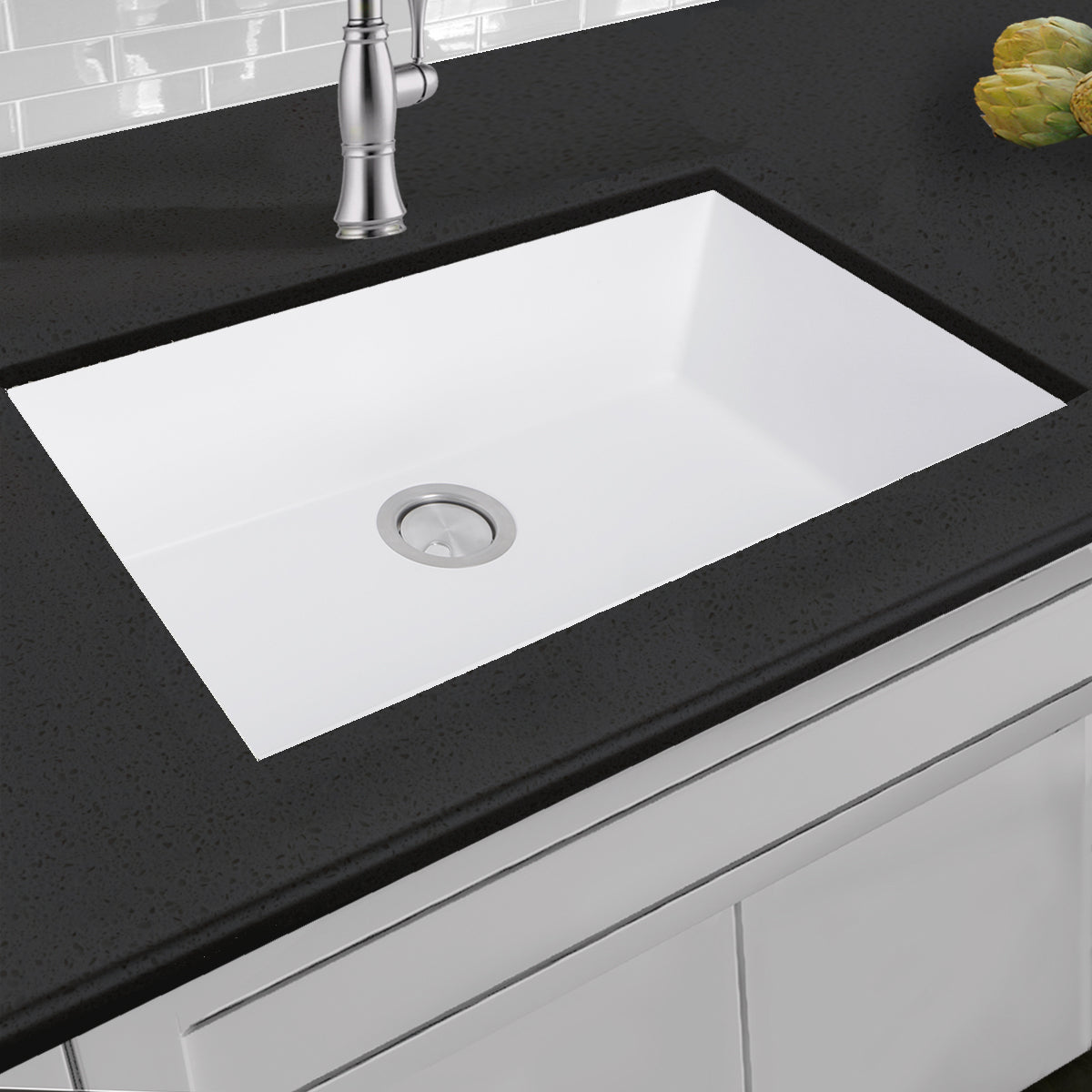 Nantucket Sinks Plymouth Collection 30" Rectangle Dual-mount Matte White Granite Composite Single Bowl Kitchen Sink