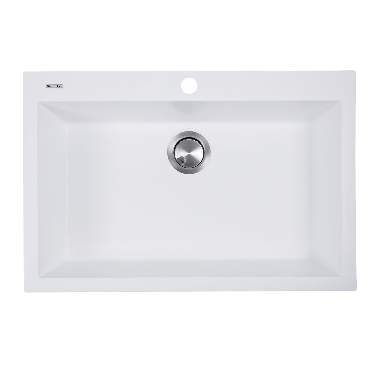 Nantucket Sinks Plymouth Collection 30" Rectangle Dual-mount Matte White Granite Composite Single Bowl Kitchen Sink