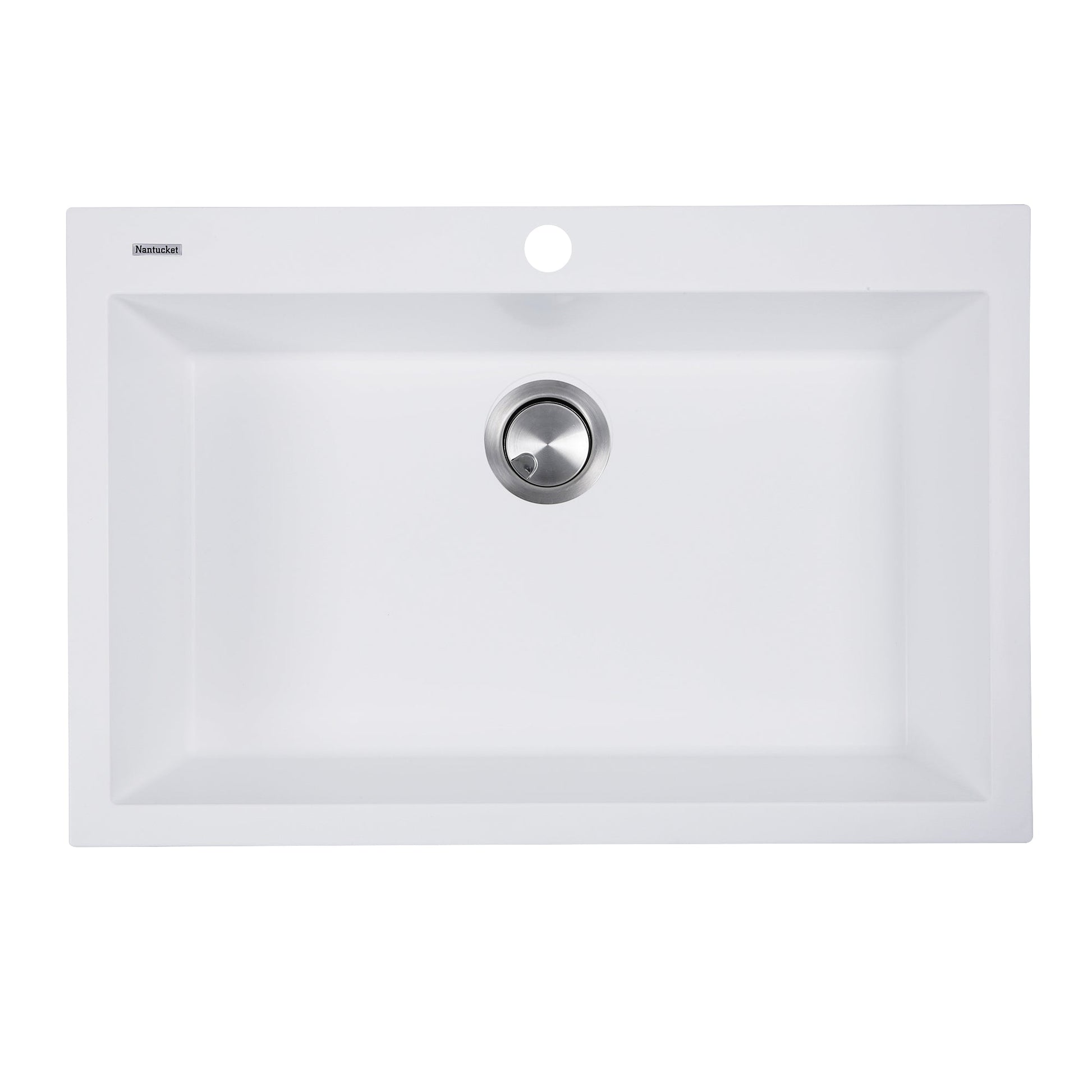 Nantucket Sinks Plymouth Collection 30" Rectangle Dual-mount Matte White Granite Composite Single Bowl Kitchen Sink