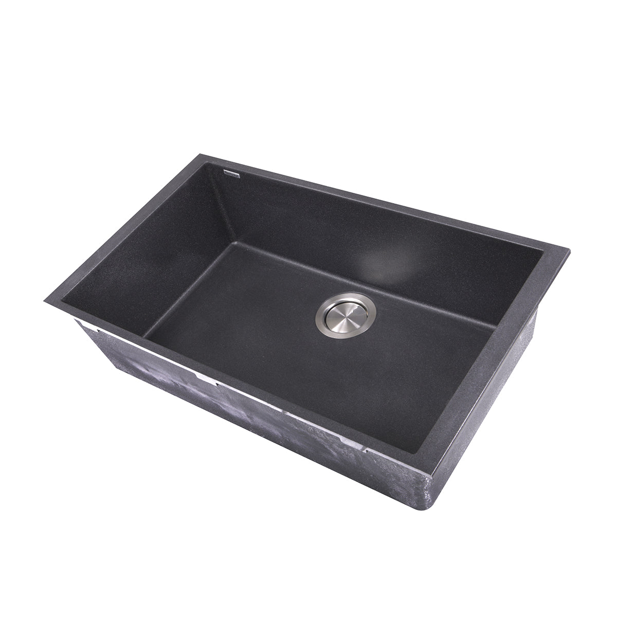 Nantucket Sinks Plymouth Collection 30" Rectangle Undermount Matte Black Granite Composite Single Bowl Kitchen Sink