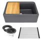 Nantucket Sinks Plymouth Collection 30" Rectangle Undermount Matte Black With Metallic Flecks Granite Composite Single Bowl Apron Reversible Workstation Kitchen Sink With Accessory Pack