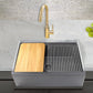 Nantucket Sinks Plymouth Collection 30" Rectangle Undermount Matte Black With Metallic Flecks Granite Composite Single Bowl Apron Reversible Workstation Kitchen Sink With Accessory Pack